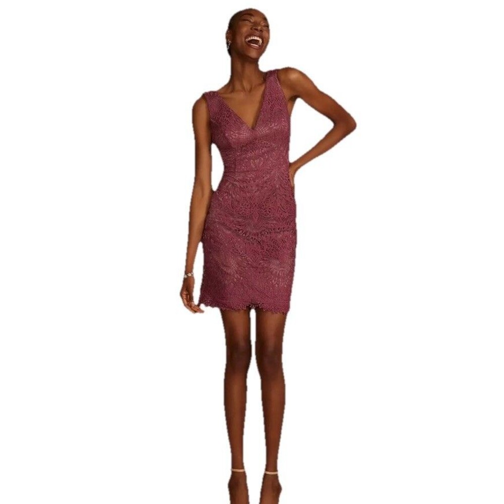 David’s Bridal Scalloped Lace Sheath Tank Dress 14 Wedding Party
